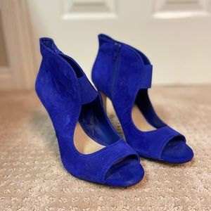 Blue suede heels